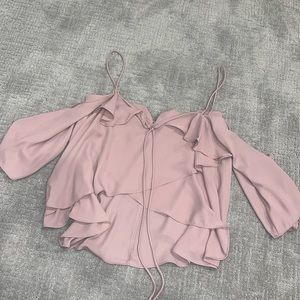 Olivaceous ruffle blouse